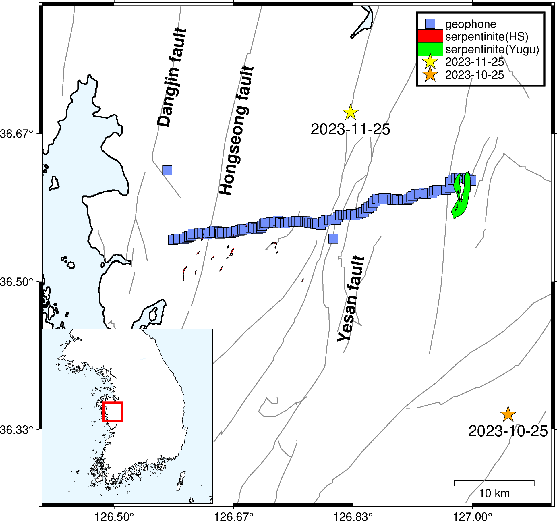 map of Hongseong Geophone Array